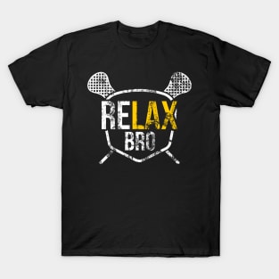 Vintage ReLAX Bro Lacrosse Cute Distressed LAX Pun T-Shirt